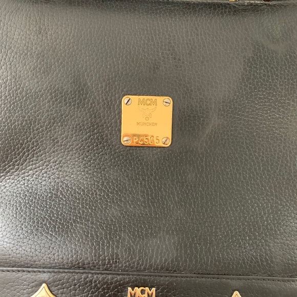 VINTAGE MCM BLACK LEATHER Handbag - Picture 5 of 6